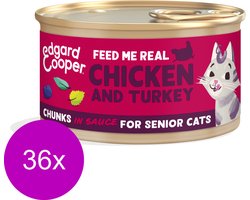 Edgard&Cooper Senior Chunks - Kattenvoer - 36 x Kip Kalkoen 85 g