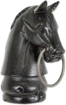 Aankoppelpaal - Paardenkop hond accessoire - Zwart sculptuur - 30,1 cm hoog