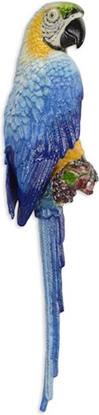 Gietijzeren wanddecoratie - Ara vogel papegaai - Blauw en gele vogel - 64,9 cm hoog