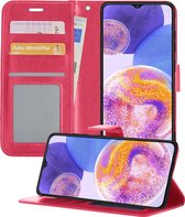 Hoesje Geschikt voor Samsung A23 Hoesje Book Case Hoes Portemonnee Cover Walletcase - Hoes Geschikt voor Samsung Galaxy A23 Hoes Bookcase Hoesje - Roze