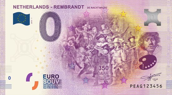 Afbeelding van het spel 0 Euro biljet Nederland 2019 - Rembrandt De Nachtwacht LIMITED EDITION