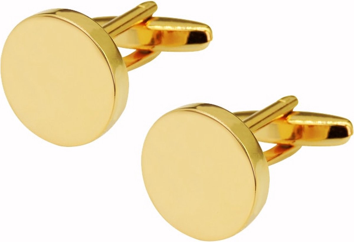Ronde Manchetknopen Heren Goud Kleurig - Gepolijst - Cufflinks - Papa Cadeau Voor Mannen - Vaderdag