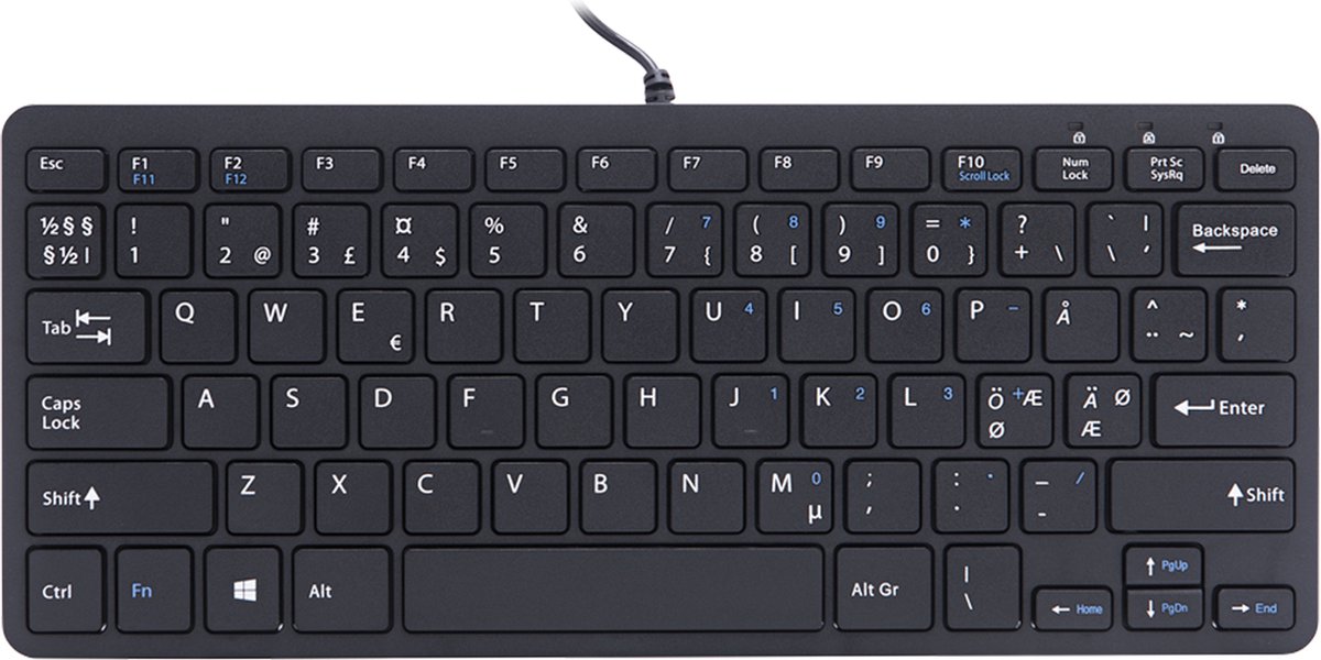 R-Go Compact toetsenbord - Platten toetsen - USB Bedraad - QWERTY (NORDIC) - Zwart