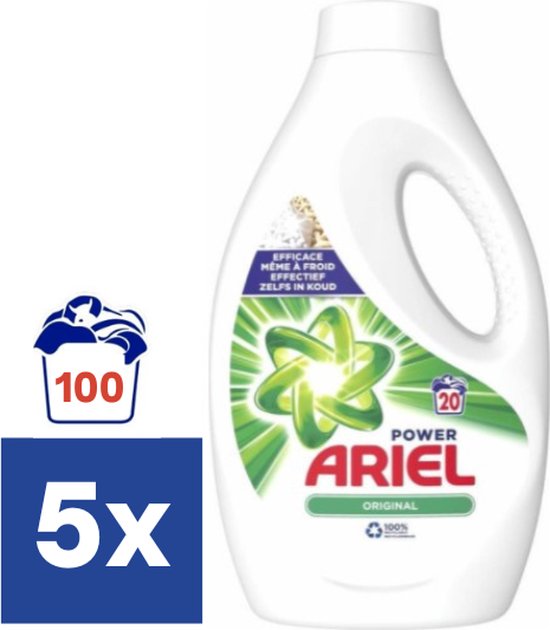 Ariel Power Original Vloeibaar Wasmiddel - 5 x 1100 ml (100 wasbeurten) |  bol