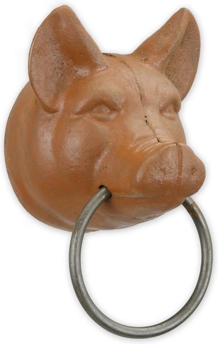 Gietijzeren handdoekrek - Hangend rek - varken - Bruin klassiek - 16,2 cm hoog