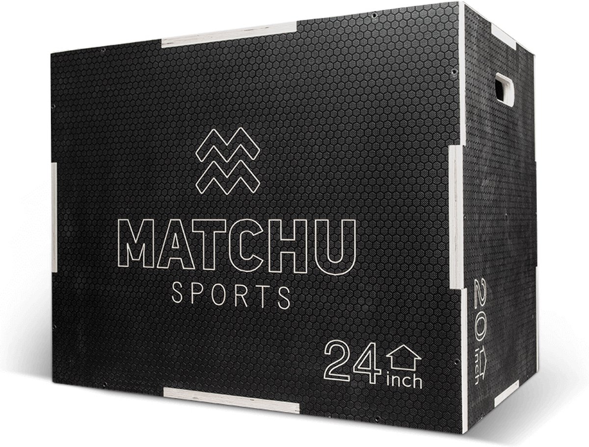 MATCHU Plyo Box Réglable 40-61 Cm – Box Jump 3 Hauteurs (16/20/24 Pouces) – Antidérapante 300 Kg Max – Bois – Fitness & Cross Training
