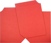 40 Boek Kaarten met envelop - Rood - Maak zelf mooie Kaarten in de vorm van een boek Maak mooie Boek Kaarten met deze set.  Voor elke gelegenheid geschikt. Formaat kaart: 10,5 x 14,8cm Materiaal: 240 grams karton Kleur kan afwijken van foto In versc