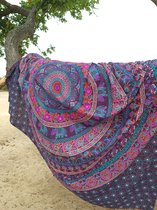 Serviette de plage XL - Textile fin - Serviette de plage - Nappe de pique-nique - Violet / bleu - mandala - Style lindien
