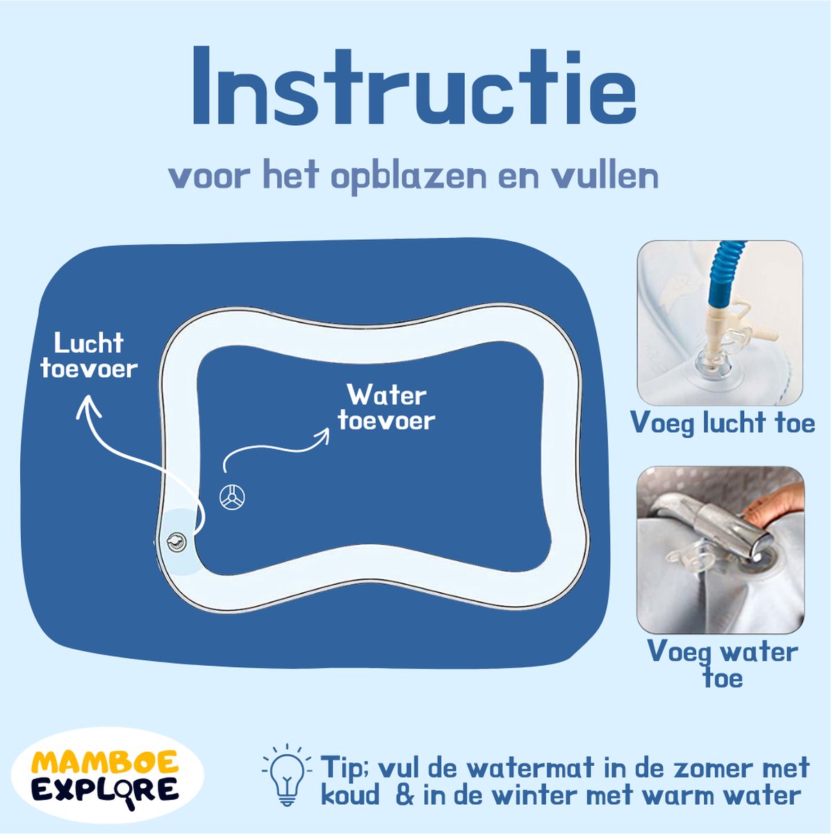 Mamboe Waterspeelmat Wit/Blauw - Watermat baby thumbnail 6