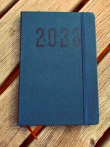 Vegan Leather Hardcover Agenda 2023-2023 Dagelijkse Planner-BLAUW
