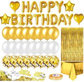 FeestDeco - Happy Birthday - Decoratieset - Verjaardag Versiering en Ballonnen - 36 stuks - Goudkleurig