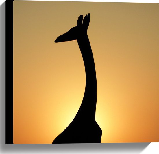 WallClassics - Canvas  - Silhouette van Giraf voor Zonsondergang - 40x40 cm Foto op Canvas Schilderij (Wanddecoratie op Canvas)