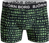 Björn Borg boxershorts Essential ( 5-pack) - Cotton Stretch boxers normale lengte - zwart met groen en print -  Maat: M