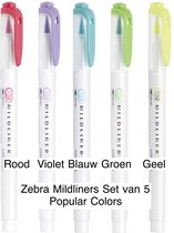 Zebra Mildliners Set van 5 Popular Colors verpakt in een Zipperbag