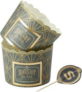 Smiffys Peaky Blinders - Tableware Party Cupcake Cases & Toppers Feestdecoratie - Groen/Goudkleurig