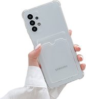 hoesje Geschikt voor Samsung A73 hoesje met pasjeshouder transparant Shock proof case met Kaarthouder - Samsung Galaxy A73 5G hoesje transparant - Samsung A73 pasjeshouder hoesje - Kaarthouder - Hoesje