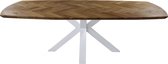 Tafel Fishbone Danish - 180x100x76 - Naturel/wit - Eiken/metaal