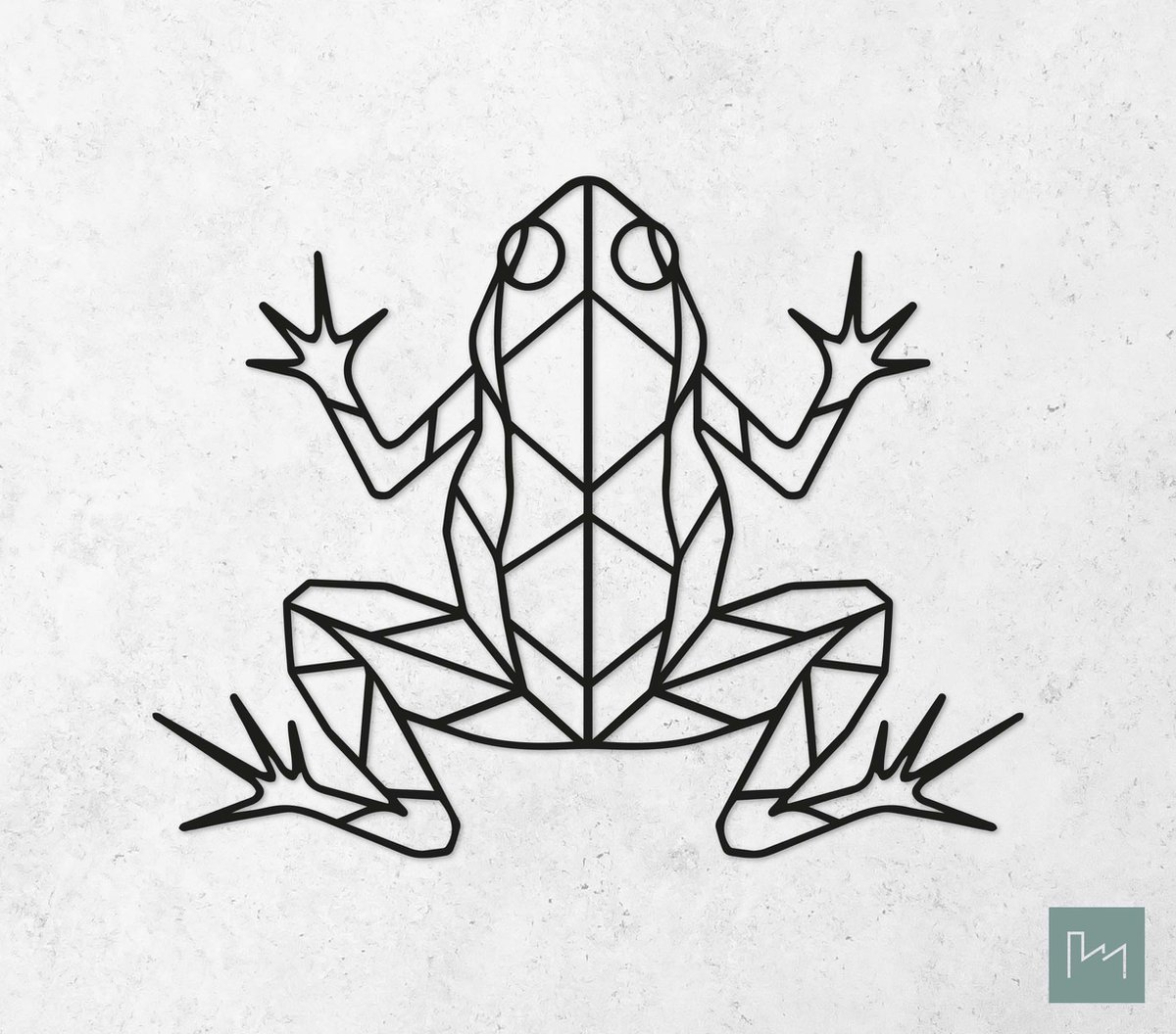 Laserfabrique Wanddecoratie - Geometrische Kikker - Large - Zwart - Geometrische dieren en vormen - Houten dieren - Muurdecoratie - Line art - Wall art