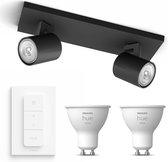 Philips myLiving Runner Opbouwspot met Hue White GU10 & Dimmer - Spotjes Opbouw - Bluetooth - 2 Lichtpunten - Zwart