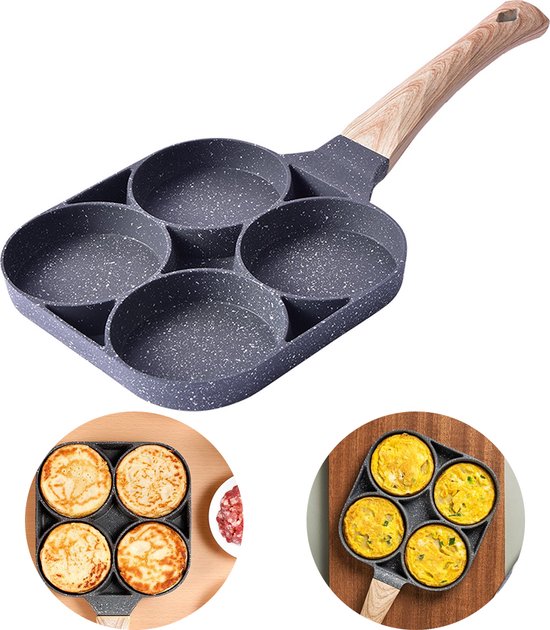 Alora 4-Delige Pannenkoekenpan - pannenkoeken maker - cakemaker - omeletpan - omeletmaker - eierpan - koekjes maker - 4-in-1 pannenset cadeau geven