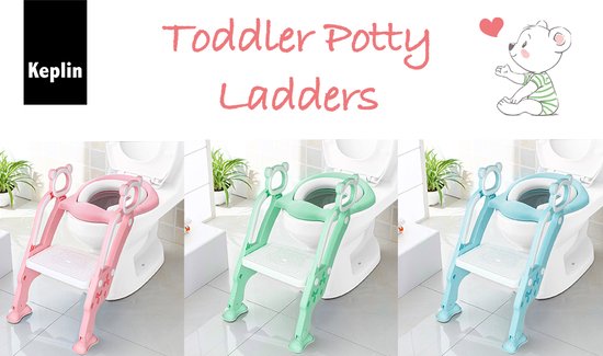 Foto: Montkiara peuter toilet training zitje ladder met stevige antislip brede opstap en zacht kussen pink 