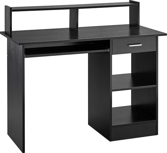Bureau met laden, computertafel zwart bureau voor thuiskantoor met opbergvakken - 106 x 94 x 50 cm (B x H x D)