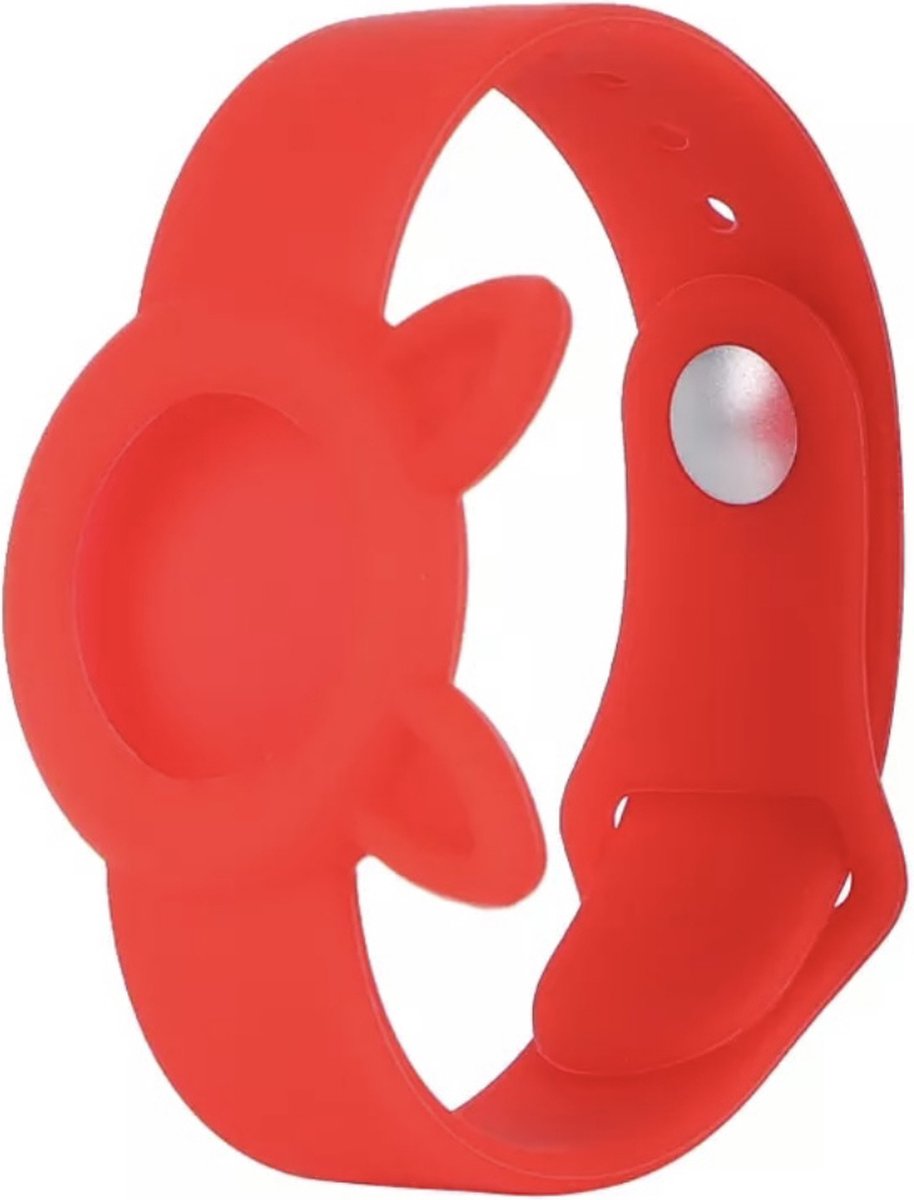 Premium Siliconen Armband met Oortjes geschikt voor Apple AirTag voor Kinderen Rood | AirTag-sleutelhanger Hoesje Kind | Polsband GPS Horloge Kind | Tracker Houder Armband | Trackers Band | Peuter | AirTag Polsband | GPS Horloge Senioren