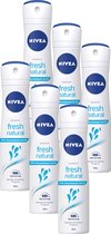 NIVEA Fresh Natural Deodorant Spray - Aluminiumvrij - Alcoholvrij - Oceaanextracten - Beschermt 48 uur - 6 x 150 ml - Voordeelverpakking
