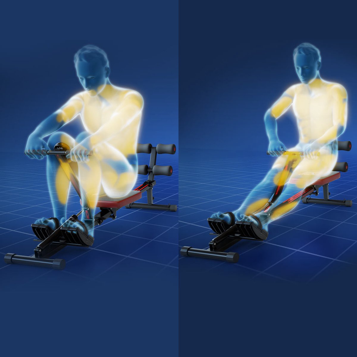 Afbeelding 3 van Kendox RowShaper - Roei-apparaat voor thuis - Fitnessapparaat voor cardio- en krachttraining - Fitness Roeiapparaat met LCD Display voor thuistraining - Belastbaar tot 120 kg