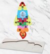 Afbeelding van het spelletje Houten Puzzel voor Kinderen - Thema: Ruimte / Raket - Dieren Puzzel - Montessori Speelgoed - Ruimtelijk Inzicht - Educatief Speelgoed - Puzzel voor Peuters & Kleuters - Montessori Puzzel - Puzzel Hout - 3D Puzzel