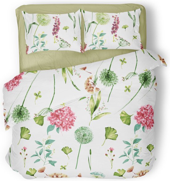 Foto: Dekbedovertrek 200x200 220cm spring green tweepersoons