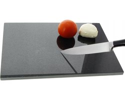 foto van Marmeren Snijplank - Serveersteen - 30 x 40 cm - Anti-slip voetjes - Zwart
