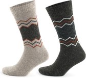 GoWith-wollen sokken-alpaca sokken-huissokken-2 paar-warme sokken-wintersokken-thermosokken-huissokken-bruin-beige-maat 43-46