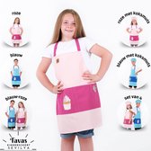 Sevilya roze Kinderschort meisjes | keukenschort schilderschort knutselschort kinderschort karikatuur met tas om te beschilderen bakken koken tuin