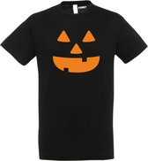 T-shirt kinderen Halloween Pumpkin Face | Halloween kostuum kind dames heren | verkleedkleren meisje jongen | Zwart | maat 152
