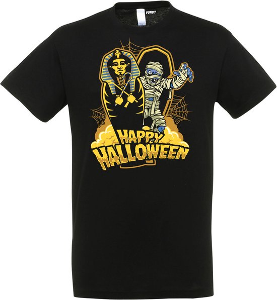 T-shirt kinderen Halloween Mummy | Halloween kostuum kind dames heren | verkleedkleren meisje jongen | Zwart | maat 164