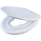 Furnibella - WC bril in Plastic familie Toiletbril met kinderzitje,toiletdeksel WC-deksel met softclose en Quick release systeem,Wit WS2601