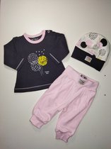 Nini - Outfit Sophie - 3-delige set - Shirtje, broekje, mutsje - Maat 68 - 4 t/m 6 maanden