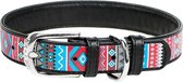 WAUDOG Ethno Halsband / Hondenhalsband - Echt Leder - Zwart - Full Colour Print - Breedte: 12 mm - Nekomtrek: 19 - 25 cm (GELIEVE ALVORENS BESTELLEN OPMETEN)