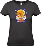 Dames T-shirt Halloween Hondjes | Halloween kostuum kind dames heren | verkleedkleren meisje jongen | Zwart | maat M