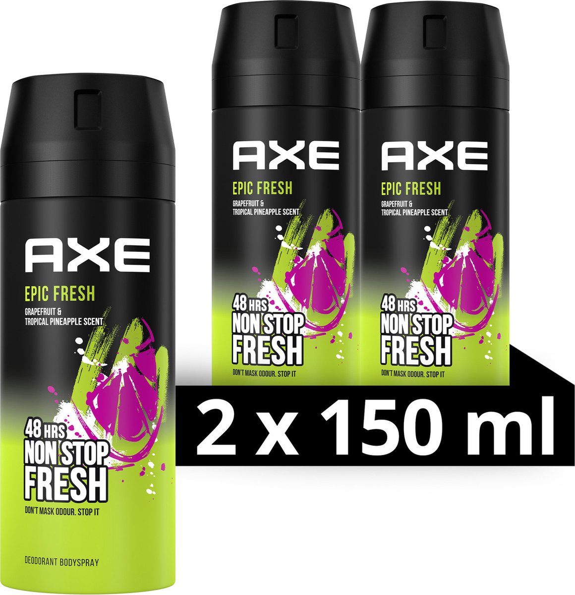 Goedkoopste Axe Epic Fresh Deodorant Bodyspray - 2 x 150 ml - Voordeelverpakking