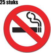 Niet roken sticker - 25 stuks - 6 cm ⌀ | UV-afdruk / print | Verboden te roken sticker | Rookverbod |