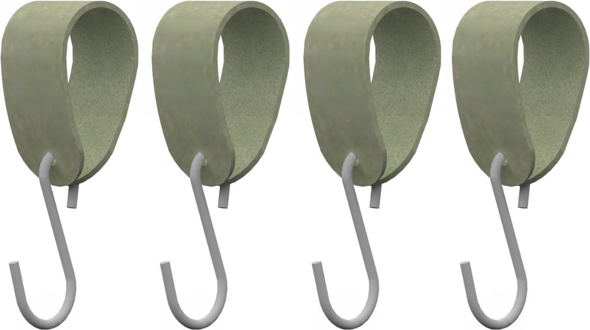 S-haakje Wit + leren hanger: SUEDE JADE - Maat M - set van 4 (S-haakjes - kapstokhaakje - handdoekhaakje - kapstokhaak - ophanghaken - S-haken)