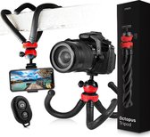 MikaMax - Telefoon Statief - Camera Tripod - Flexibel - Incl Bluetooth Afstandsbediening - Camera Houder - Telefoon Houder - Geschikt voor Mobiele Telefoons en Camera’s