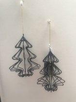 Set van 2 ornamenten Mae zwart met glitter Kerstboomversiering