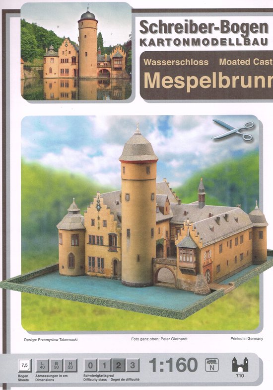 bouwplaat Kasteel Mespelbrunn, schaal 1: 160