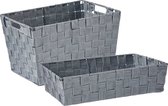 Kast/badkamer opbergmandjes - Set van 5x stuks - Zilvergrijs in 2 formaten 34 x 21 x 8.5 cm en 35 x 25 x 20 cm