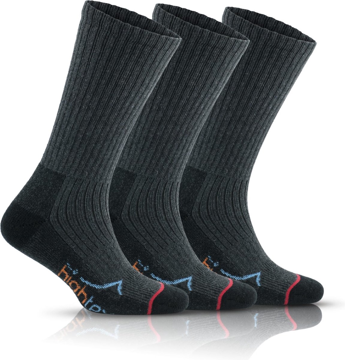 GoWith-katoen sokken-wandelsokken-3 paar-warme sokken dames-dames sokken-sokken heren-antraciet-42-44
