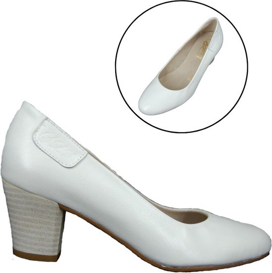 Stravers - Escarpins blancs taille 43 avec talon carré Chaussures de mariée grandes tailles