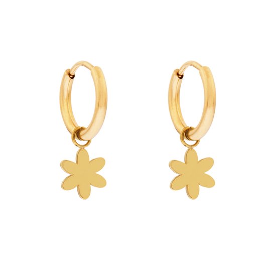 Oorbel Hangers met steentjes Bezette Bloemen - Goud